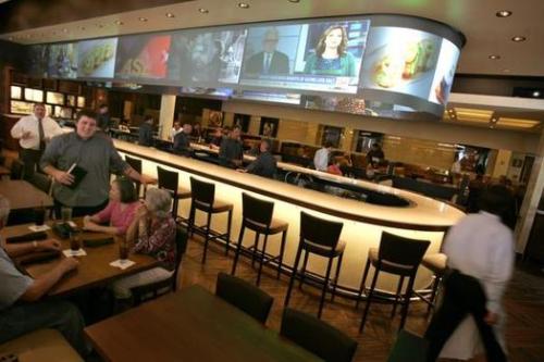 The Standees bar...notice the wraparound overhead screen