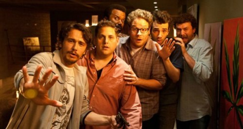 Seth Rogen (center) and friends...avoiding the Apocalypse