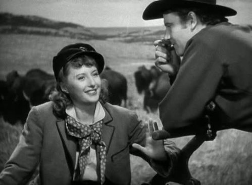 Barbara Stanwyk and Joel McRae in "Union Pacific"