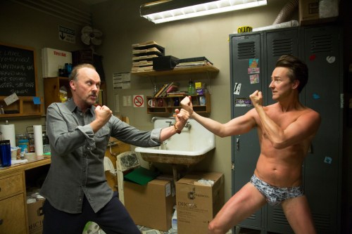 Michael Keaton and Edward Norton...exploring artistic differences