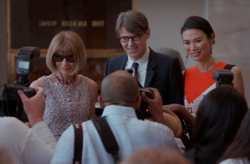 Anna Wintour (left) and Met costume curator Andrew Bolton (center)