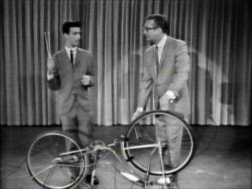 A young Frank Zappa prepares to perform a concerto for bicycle on the Steve Allen show